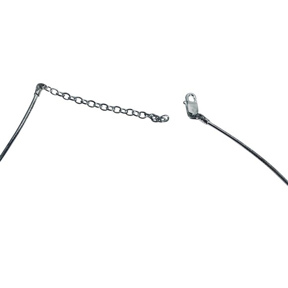 Orit Schatzman Sterling Silver And Aqua Blue Rhinestone Necklace Signed (6013) - Picture 7 of 10